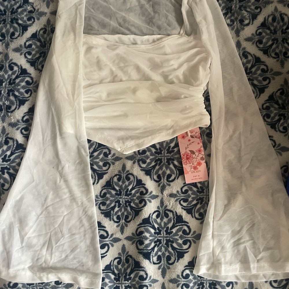 SHEIN White Mesh Crop Top